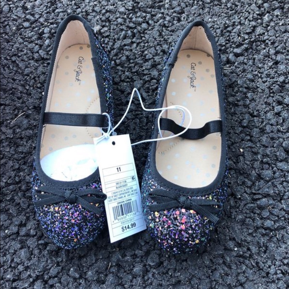 Girl size 11 black sparkly dress shoes
